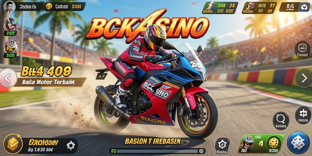 Tampilan balapan menegangkan dalam BCKASINO dengan motor yang cepat.
