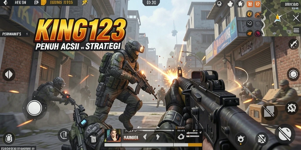 Tampilan gameplay KING123 dengan aksi tembak-menembak yang mendebarkan.