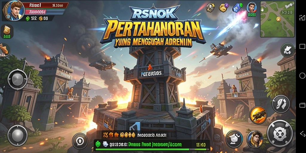 Tampilan gameplay seru dalam RSNOK dengan strategi Tower Defense.