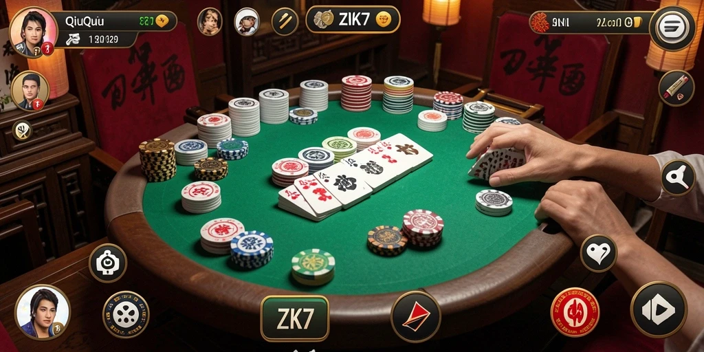Tangkapan layar gameplay ZK7 menampilkan keseruan bermain QiuQiu.