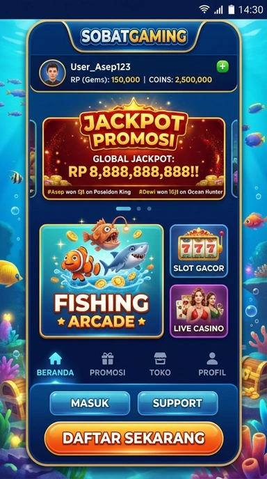 Tampilan antarmuka sobatgaming yang ramah pengguna.